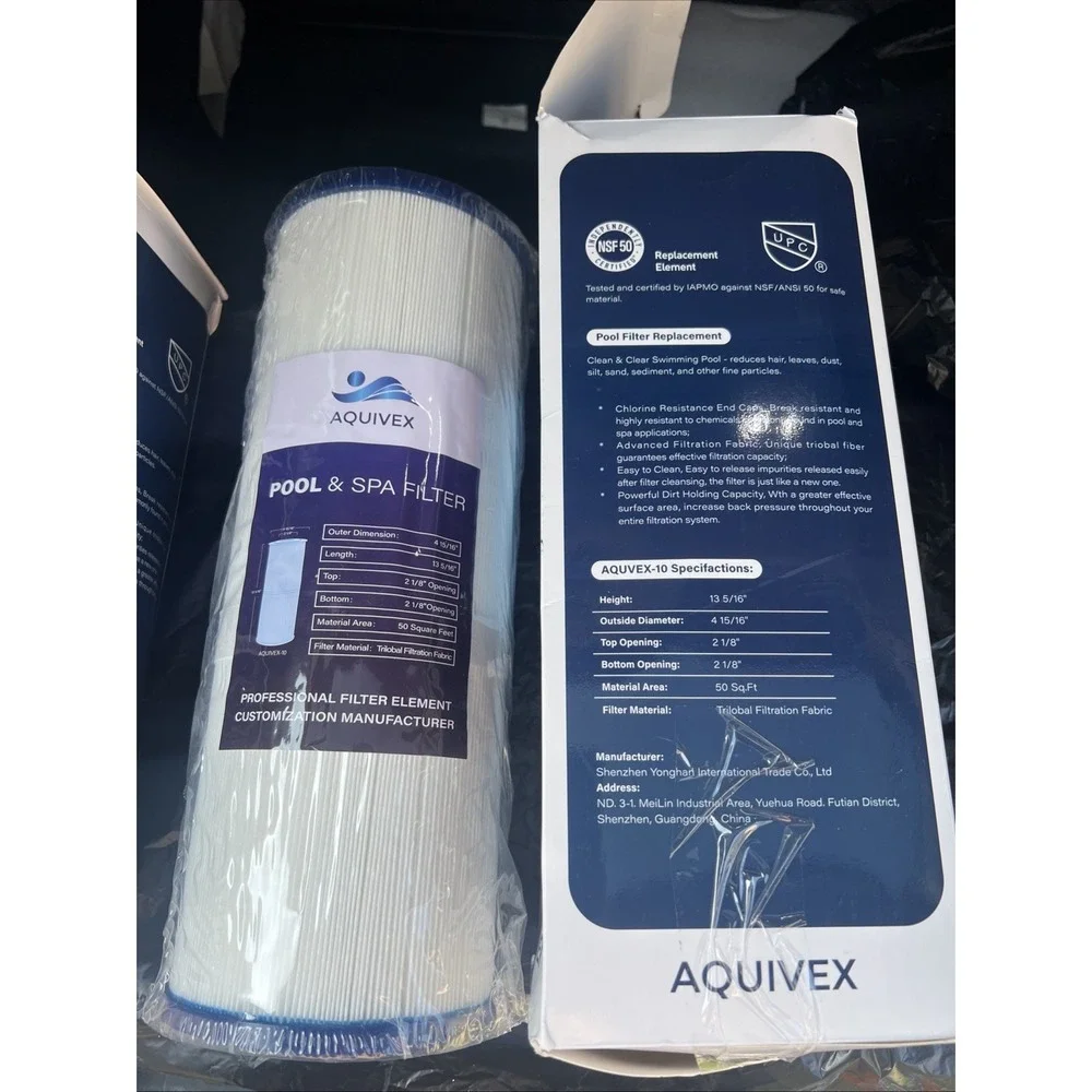 Aquivex-10 Pool & Spa Filter Cartridge New Sealed Trilobal Filtration Fabric X2
